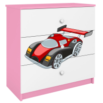 Babydreams | komoda | růžová/bílá | auto