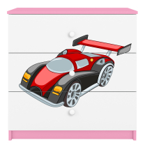 Babydreams | komoda | růžová/bílá | auto