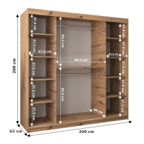 Šatní skříň Verona 1 s nástavcem | 200 cm | sonoma