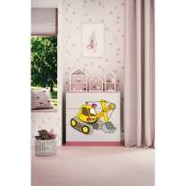 Babydreams | komoda | růžová/bílá | bagr