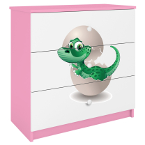 Babydreams | komoda | růžová/bílá | dinosaur