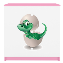Babydreams | komoda | růžová/bílá | dinosaur