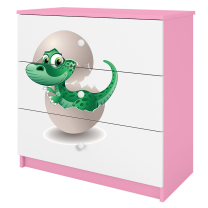 Babydreams | komoda | růžová/bílá | dinosaur
