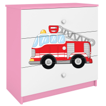 Babydreams | komoda | růžová/bílá | hasičské auto