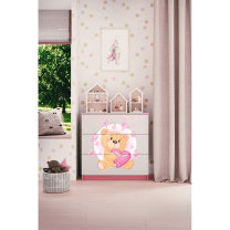 Babydreams | komoda | růžová/bílá | medvídek s motýlky