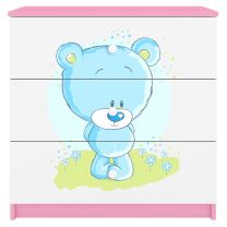 Babydreams | komoda | růžová/bílá | medvídek