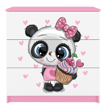 Babydreams | komoda | růžová/bílá | panda