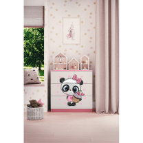Babydreams | komoda | růžová/bílá | panda