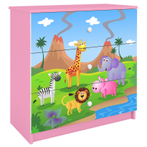 Babydreams | komoda | růžová/bílá | safari