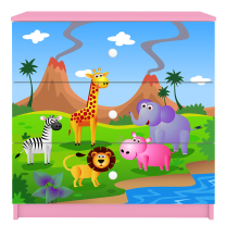 Babydreams | komoda | růžová/bílá | safari