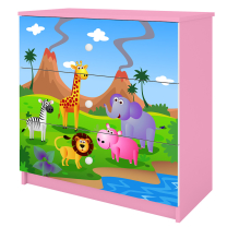 Babydreams | komoda | růžová/bílá | safari