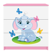 Babydreams | komoda | růžová/bílá | slon