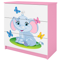 Babydreams | komoda | růžová/bílá | slon