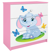 Babydreams | komoda | růžová/bílá | slon