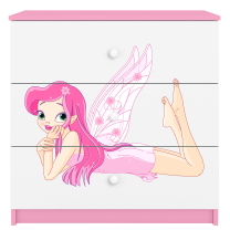 Babydreams | komoda | růžová/bílá | víla s křídly