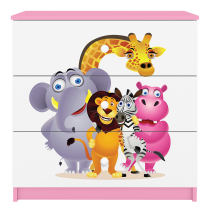 Babydreams | komoda | růžová/bílá | zoo