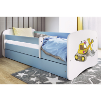 Babydreams | jednolůžko 180x80 | modrá/bílá | bagr