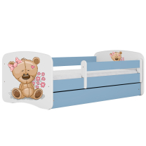 Babydreams | jednolůžko 180x80 | modrá/bílá | medvídek s kytičkami