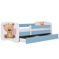 Babydreams | jednolůžko 180x80 | modrá/bílá | medvídek s kytičkami