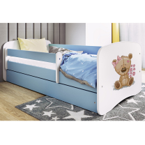 Babydreams | jednolůžko 180x80 | modrá/bílá | medvídek s kytičkami