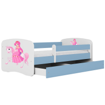Babydreams | jednolůžko 180x80 | modrá/bílá | princezna a kůň