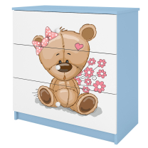 Babydreams | komoda | modrá/bílá | medvídek s kytičkami