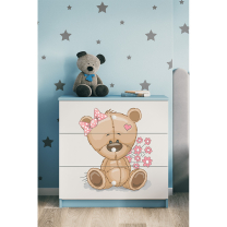 Babydreams | komoda | modrá/bílá | medvídek s kytičkami