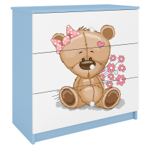 Babydreams | komoda | modrá/bílá | medvídek s kytičkami