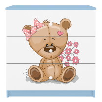 Babydreams | komoda | modrá/bílá | medvídek s kytičkami