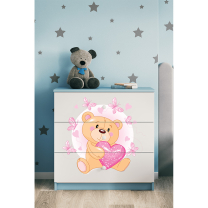 Babydreams | komoda | modrá/bílá | medvídek s motýlky