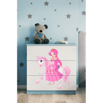 Babydreams | komoda | modrá/bílá | princezna a kůň