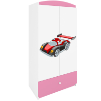 Babydreams | šatní skříň | růžová/bílá | auto