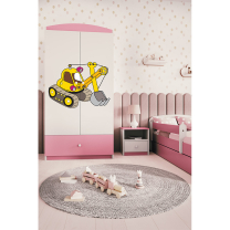 Babydreams | šatní skříň | růžová/bílá | bagr