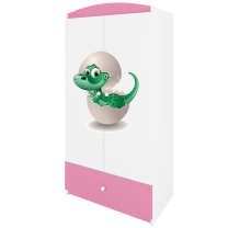 Babydreams | šatní skříň | růžová/bílá | dinosaur