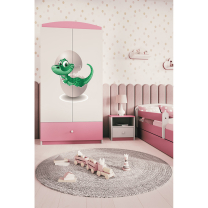 Babydreams | šatní skříň | růžová/bílá | dinosaur