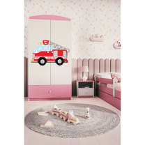 Babydreams | šatní skříň | růžová/bílá | hasičské auto