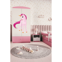 Babydreams | šatní skříň | růžová/bílá | jednorožec