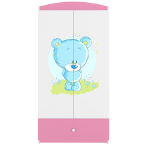 Babydreams | šatní skříň | růžová/bílá | medvídek