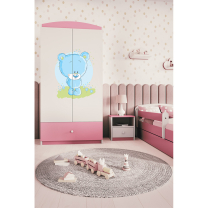Babydreams | šatní skříň | růžová/bílá | medvídek