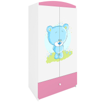 Babydreams | šatní skříň | růžová/bílá | medvídek