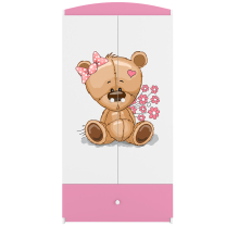 Babydreams | šatní skříň | růžová/bílá | medvídek s kytičkami