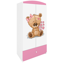 Babydreams | šatní skříň | růžová/bílá | medvídek s kytičkami