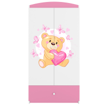 Babydreams | šatní skříň | růžová/bílá | medvídek s motýlky