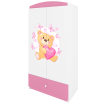 Babydreams | šatní skříň | růžová/bílá | medvídek s motýlky