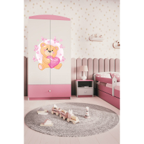 Babydreams | šatní skříň | růžová/bílá | medvídek s motýlky
