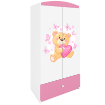 Babydreams | šatní skříň | růžová/bílá | medvídek s motýlky