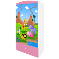 Babydreams | šatní skříň | růžová/bílá | safari