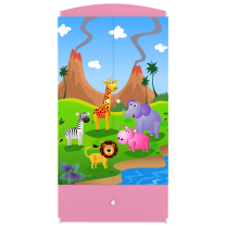 Babydreams | šatní skříň | růžová/bílá | safari