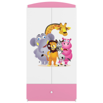 Babydreams | šatní skříň | růžová/bílá | zoo