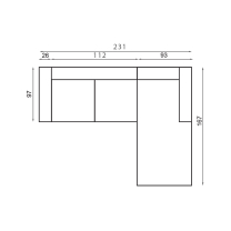 Sedací souprava VENTO L | 231 cm pravá | VÝBĚR TKANIN | s úložným prostorem